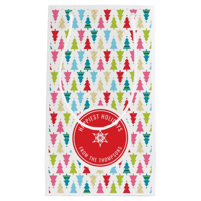 CHRISTMAS TREE PATTERN Festlich modern minimalrot Kleine Geschenktüte (Vorderseite)