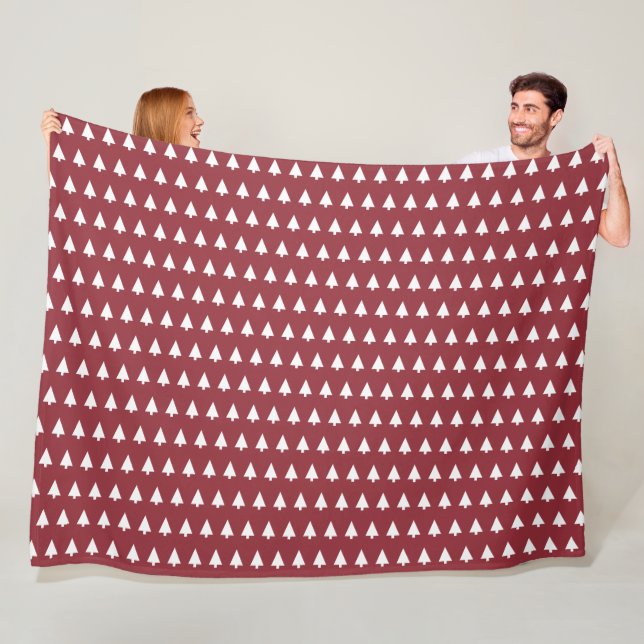 Christmas Tree Pattern Geometric | Scandi Dark Red Fleecedecke (Beispiel)