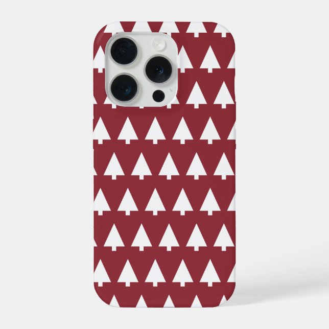Christmas Tree Pattern Geometric | Scandi Dark Red iPhone Hülle (Rückseite)