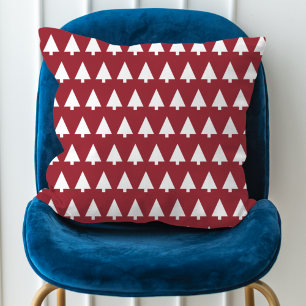 Christmas Tree Pattern Geometric Scandi Dark Red Kissen