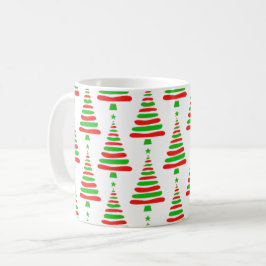 Christmas tree pattern red and green doodle b kaffeetasse