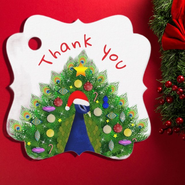 Christmas Tree Peacock Thank You Card  Geschenkanhänger (Von Creator hochgeladen)