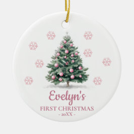 Christmas Tree Personalized Girl's First Christmas Keramik Ornament