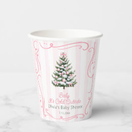 Christmas Tree Pink Winter Baby Shower Pappbecher