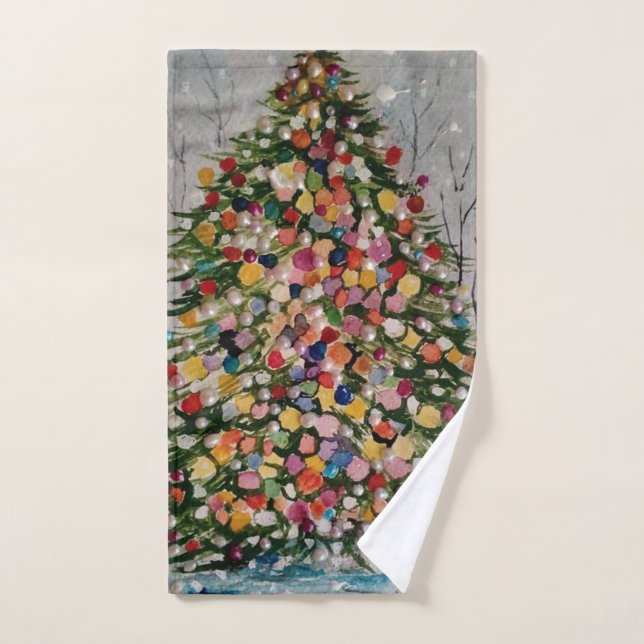 CHRISTMAS TREE POSTCARD HAND TOWEL HANDTUCH (Handtuch)