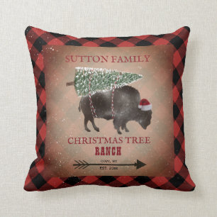 Christmas Tree Ranch Buffalo Kariert Bison Santa Kissen