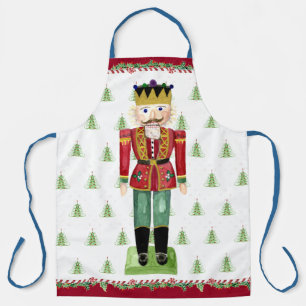Christmas Tree Red Nutcracker Watercolor Holly Schürze