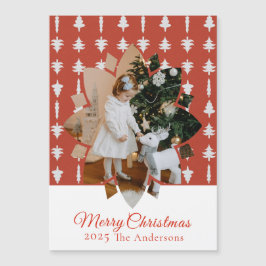 Christmas Tree Red Photo Holiday Magnetic Magnetkarte