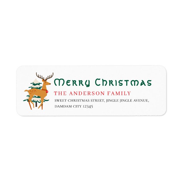 Christmas Tree & Reindeer Simple Return Address (Vorne)