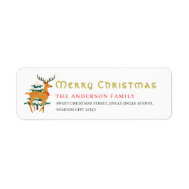 Christmas Tree & Reindeer Simple Return Address