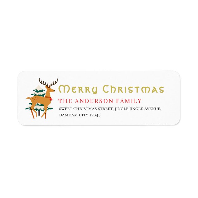 Christmas Tree & Reindeer Simple Return Address (Vorne)