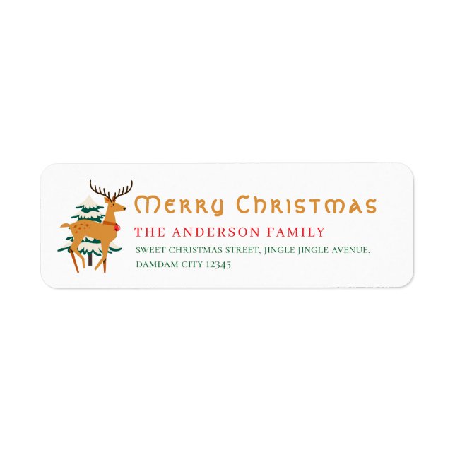 Christmas Tree & Reindeer Simple Return Address (Vorne)