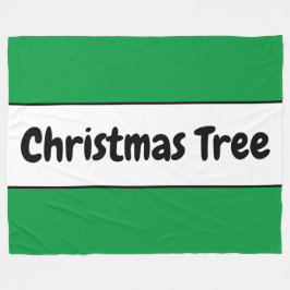 CHRISTMAS TREE Retro Bright Green White Stripes Fleecedecke