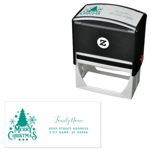 Christmas Tree Return Address Self-inking Stamp Permastempel (Beispiel)