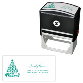 Christmas Tree Return Address Self-inking Stamp Permastempel