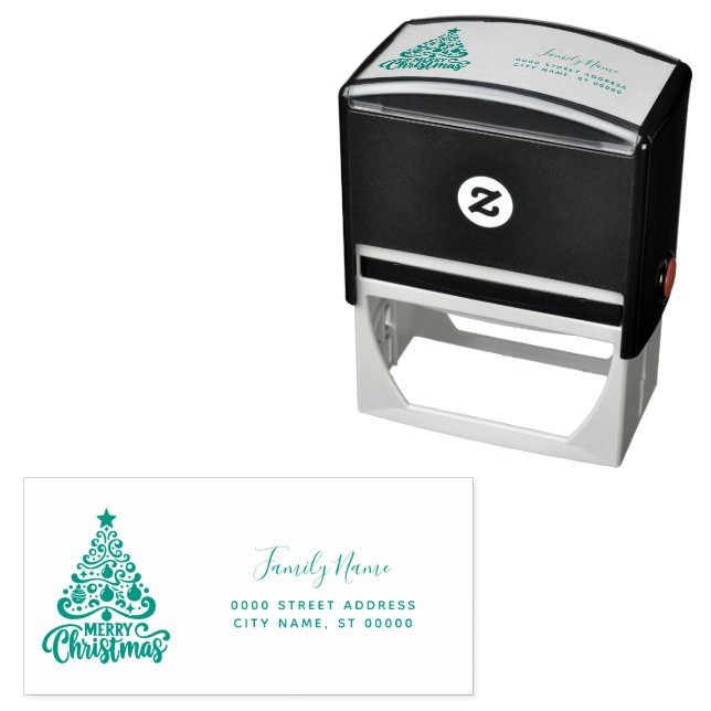 Christmas Tree Return Address Self-inking Stamp Permastempel (Beispiel)