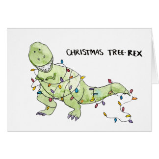 Christmas Tree-Rex Funny Christmas Watercolor Card