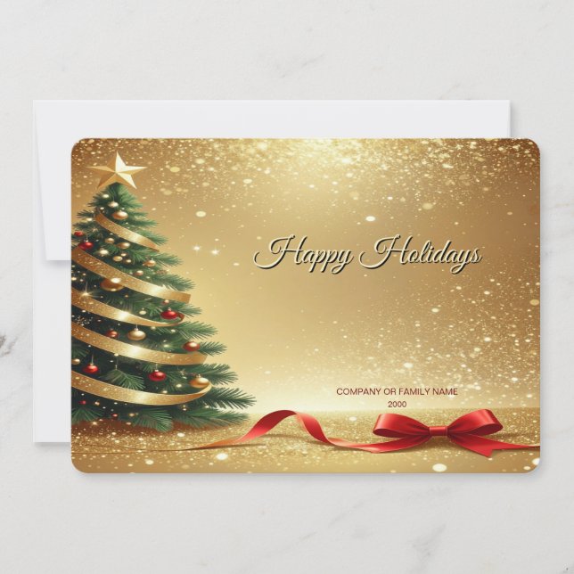 Christmas Tree Ribbons Holiday Card Feiertagskarte (Vorderseite)