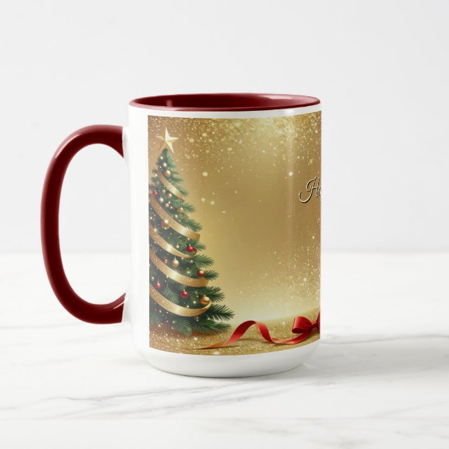 Christmas Tree Ribbons Holiday Mug Tasse (Links)