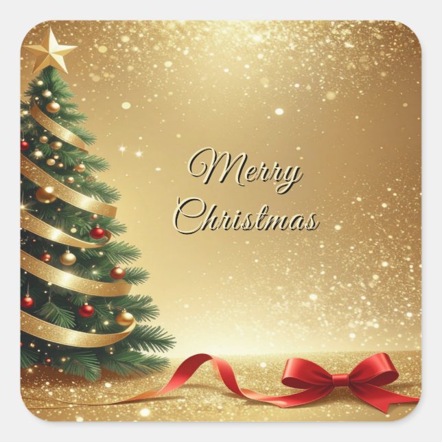 Christmas Tree Ribbons Holiday Sticker (Vorderseite)