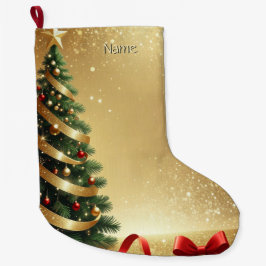 Christmas Tree Ribbons Holiday Stocking Großer Weihnachtsstrumpf