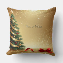 Christmas Tree Ribbons Holiday Throw Pillow