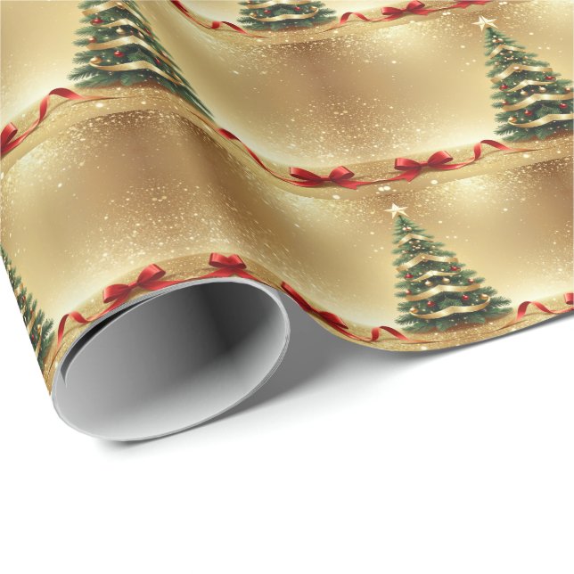 Christmas Tree Ribbons Holiday Wrapping Paper Geschenkpapier (Rolleneckpunkt)