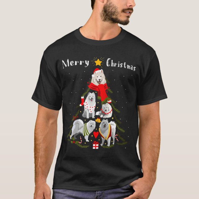Christmas Tree Samoyed Lover Xmas Dog Owner New Ye T-Shirt (Vorderseite)