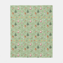 Christmas Tree Santa cute character holiday design Fleecedecke