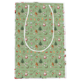 Christmas Tree Santa cute character holiday design Mittlere Geschenktüte