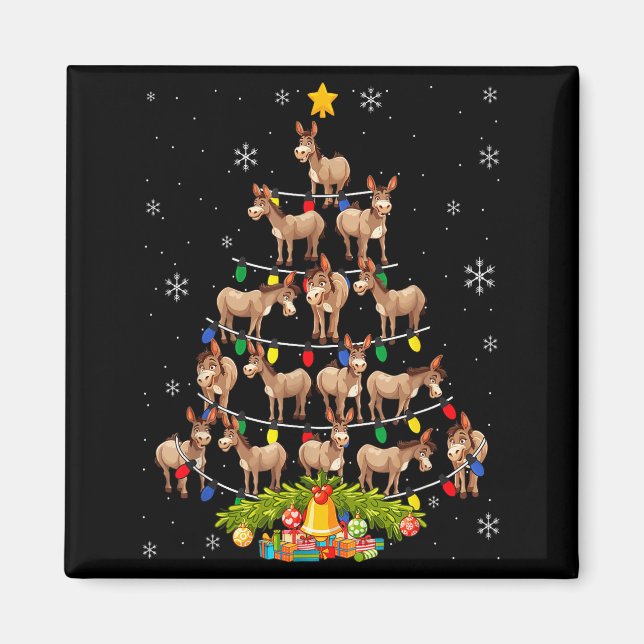 Christmas Tree Santa Hat Lights Xmas  Magnet (Vorne)