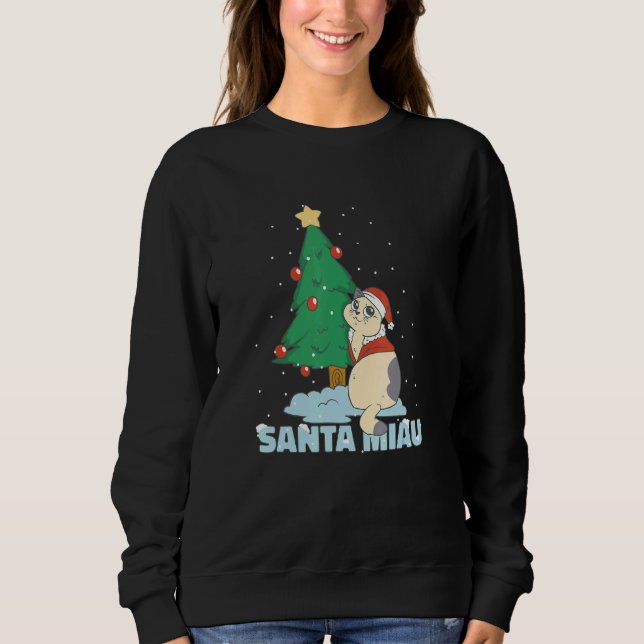 Christmas Tree Santa Miau Cat Sweatshirt (Vorderseite)