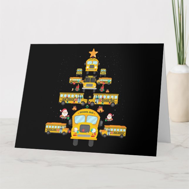 Christmas Tree School Bus Funny Driver Xmas Gift Karte (Vorderseite)