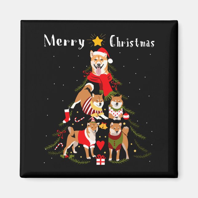 Christmas Tree Shiba Inu Lover Xmas Dog Owner New  Magnet (Vorne)