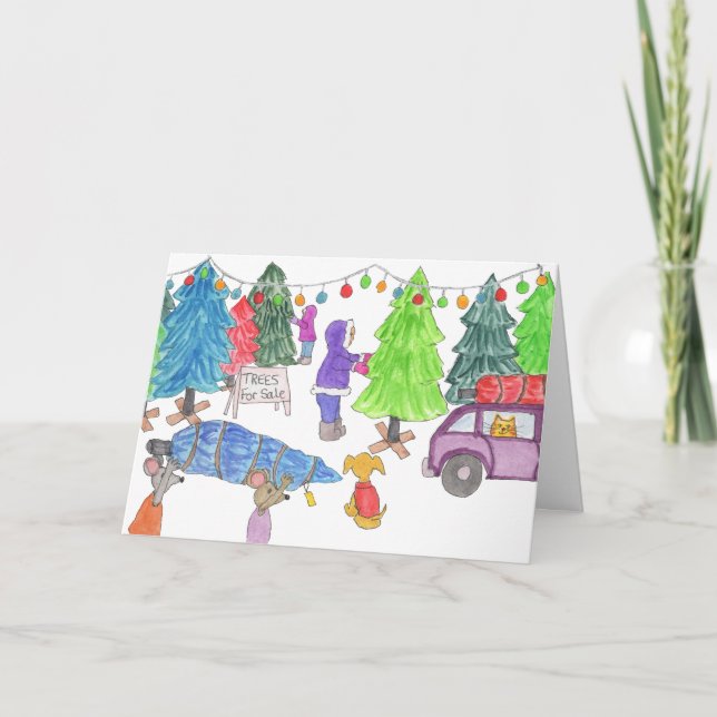 Christmas Tree Shopping Feiertagskarte (Vorderseite)