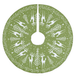 CHRISTMAS TREE SKIRT MCM OLIVE UND WEISS POLYESTER WEIHNACHTSBAUMDECKE