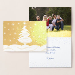 Christmas Tree Snow Night Star Sky Foto Folienkarte