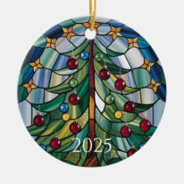 Christmas Tree Stained Glass 2025 Design Keramik Ornament
