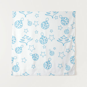 Christmas tree,  stars and balls - simple seamless wandteppich