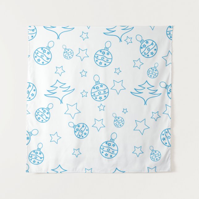 Christmas tree,  stars and balls - simple seamless wandteppich (Vorderseite)