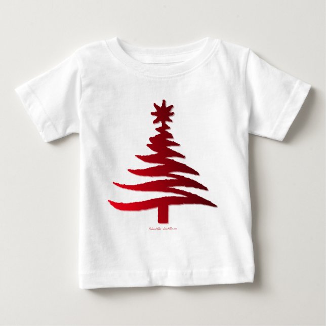 Christmas Tree Stencil Red Baby T-shirt (Vorderseite)