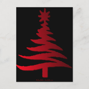 Christmas Tree Stencil Red Feiertagspostkarte