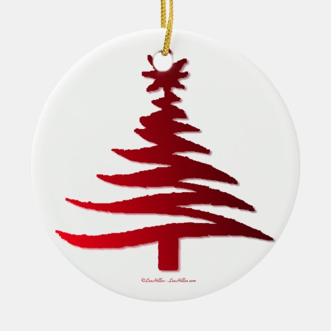 Christmas Tree Stencil Red Keramik Ornament (Vorne)