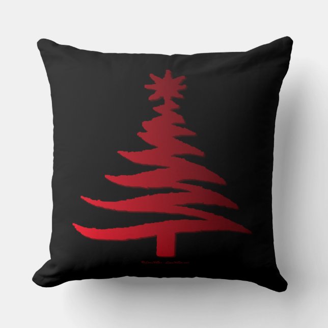 Christmas Tree Stencil Red Kissen (Vorderseite)