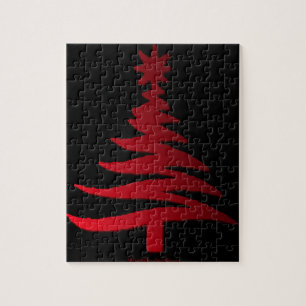 Christmas Tree Stencil Red Puzzle
