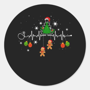 Christmas Tree Stethoscope Heartbeat Gingerbread O Runder Aufkleber
