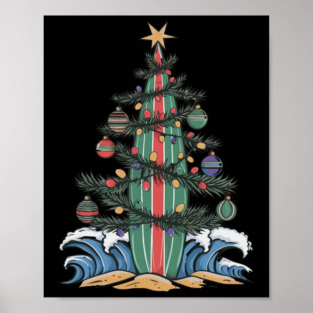 Christmas Tree Surfboard _1  Poster (Vorne)