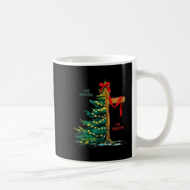 Christmas Tree The Season Jesus Cross Faith Holida Kaffeetasse (Rechts)