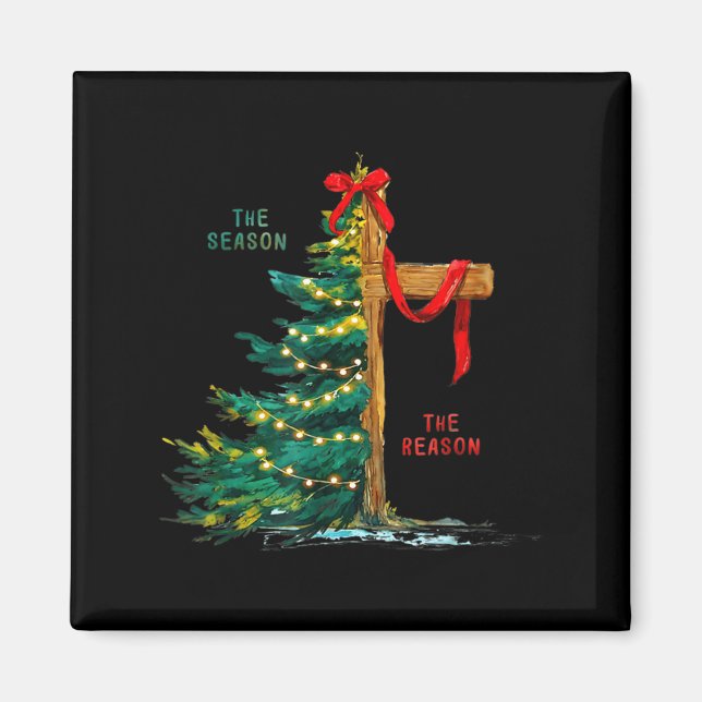Christmas Tree The Season Jesus Cross Faith Holida Magnet (Vorne)