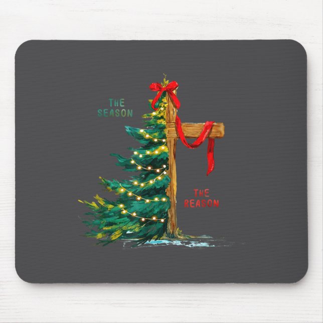 Christmas Tree The Season Jesus Cross Faith Holida Mousepad (Vorne)